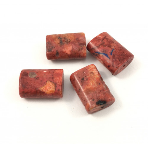 Sponge coral rectangle red beads